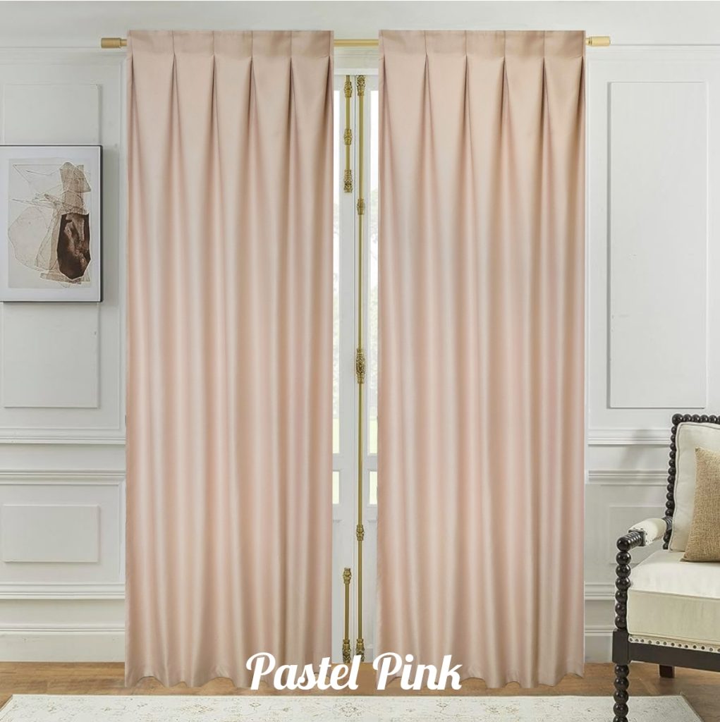 readymade thermal pink curtains with box pleat heading