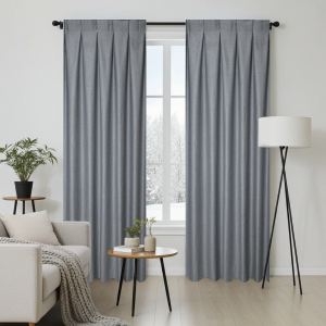 readymade grey thermal curtains with box pleat heading