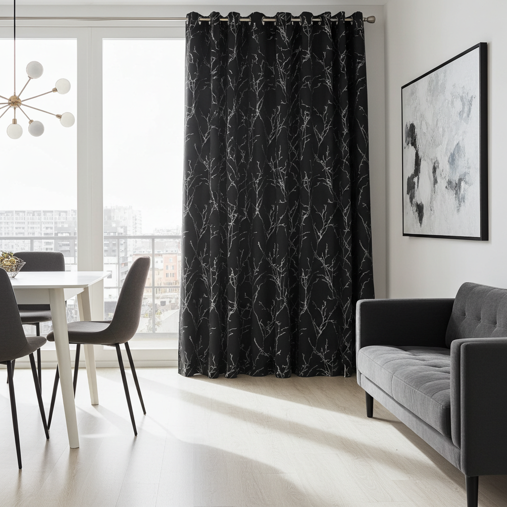 Patterned readymade thermal eyelet curtains